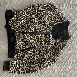 Stella & Dot reversible Bomber Jacket with Leopard Print